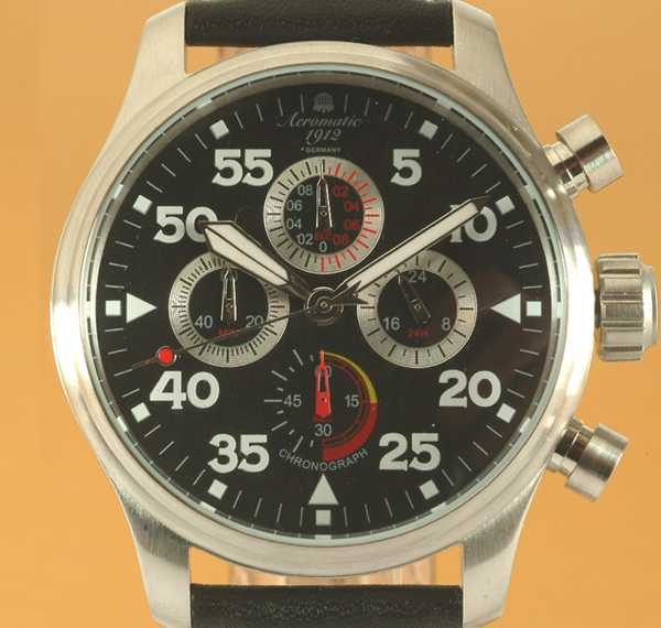 Aeromatic A1235 Military Aviator Observer Chronograph 4-dial Watch 1