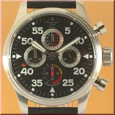 Aeromatic A1235 Military Aviator Observer Chronograph 4-dial Watch 4