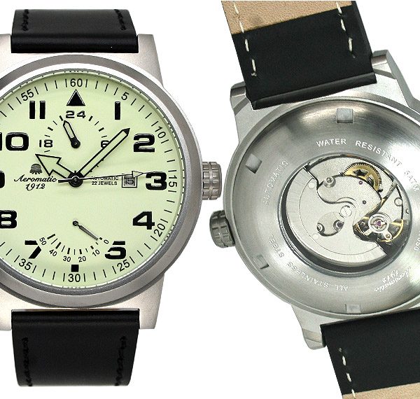 Aeromatic A1350 XL Retro-Design Pilot 24H + Powerreserve Indicator (white) Watch 2