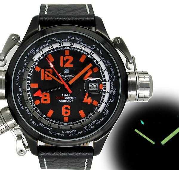 Aeromatic A1356 XXL-Pilot Defender «World-Tour» GMT (black) Watch 2