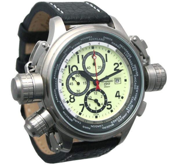 Aeromatic A1404 Alarm Chronograph with crown protection system Watch 3