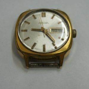 Raketa golden shockproof watch with calendar day+date