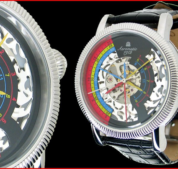 Aeromatic A1307 TRIPHASE Skeleton (Black) Watch 4